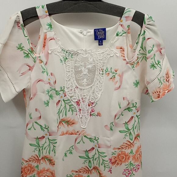 Disney Beauty and the Beast Junior's Cold Shoulder Dress Size Small - Picture 2 of 13
